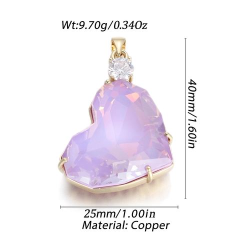 Fashion Heart Zirconia Pendant DIY Jewelry Accessories Copper Gold Plated Artificial Crystal Charms For Necklace Bracelet Making