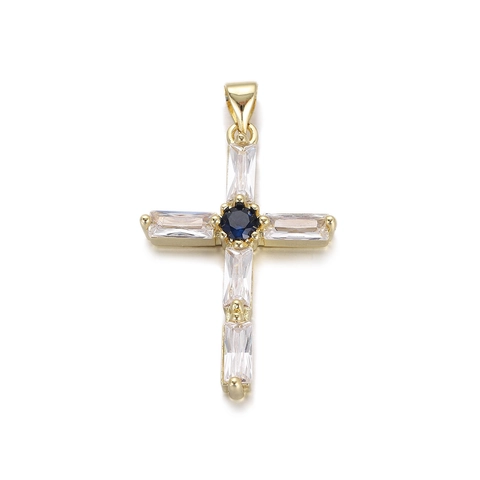 Collana con Pendente a Croce in Rame Religioso per Donna Placcato in Oro Amuleto in Strass Charm Gioielli Cristiani Regalo Religioso
