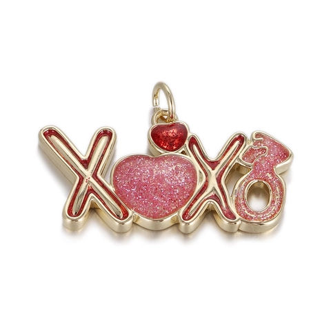 DIY Enamel Copper Heart XOXO Pendant Charm For Jewelry Making Valentine Gift Romantic Cactus Maple Leaf Women Accessories