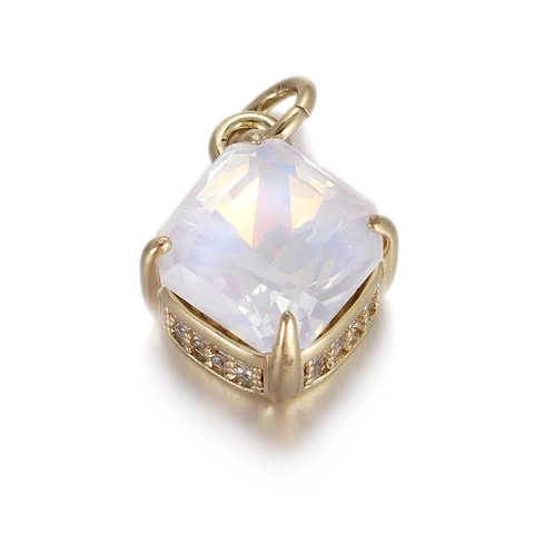 Collier Pendentif en Cuivre Géométrique Strass Coloré Goutte d'Eau Rond Carré Bijoux DIY Mode Polyvalent Chaîne de Clavicule pour Femme