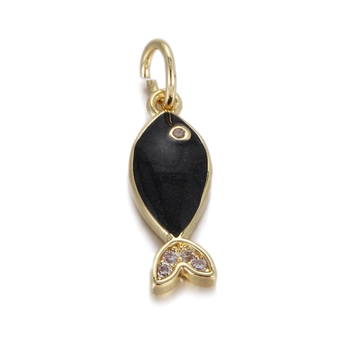 Mode Koper Zirkonia Hanger Charm DIY Sieraden Maken Kleurrijke Emaille Vis Bliksem Bloem Vorm Vrouwen Ketting Hanger