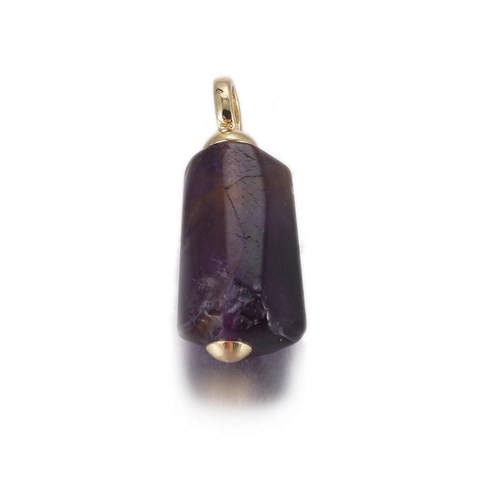 Natural Stone Geometric Pendant Gold Plated Metal Minimalist Cylinder Charm For DIY Jewelry Making Necklace Bracelet Women Accessory