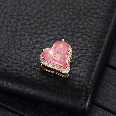 Ciondoli in Rame Placcato Oro 14K Zirconia Cuore Fiore Moneta Distanziatori Anello a Molla Chiusura OT Accessori Gioielli Fai da Te