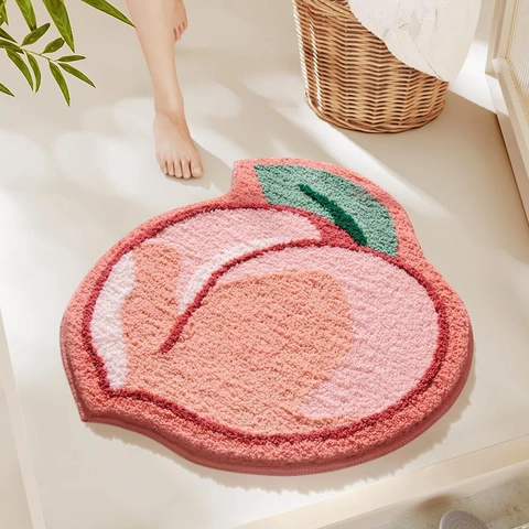 Tappetino da Bagno Carino a Forma di Frutta Assorbente Antiscivolo Tappeto in Imitazione Cashmere Asciugatura Rapida