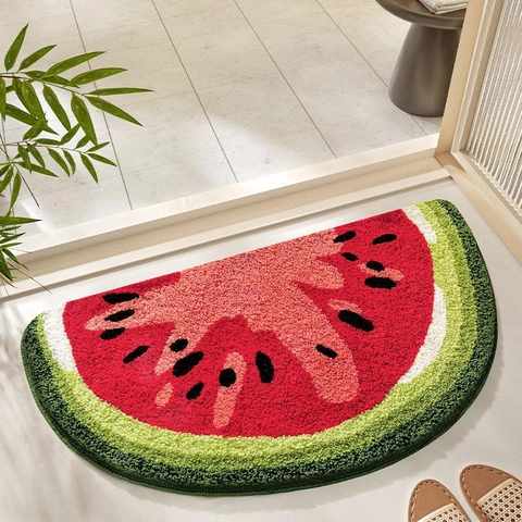 Tappetino da Bagno Antiscivolo a Forma di Frutta in Simil-Cashmere Assorbente Tappeto per Ingresso Fragola Limone Avocado