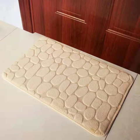 Geprägte Kieselstein Korallenfleece Badezimmermatte Absorbierend Rutschfest Bodenmatte Für Dusche Eingang Küche