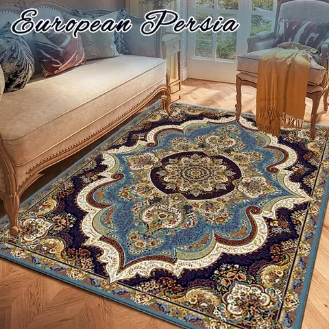 Ευρωπαϊκό Περσικό Vintage Χαλί Μάνταλα Floral Τυπωμένο Πολυεστερικό Χαλί Αντιολισθητικό Πλενόμενο Πατάκι για Καθιστικό Υπνοδωμάτιο