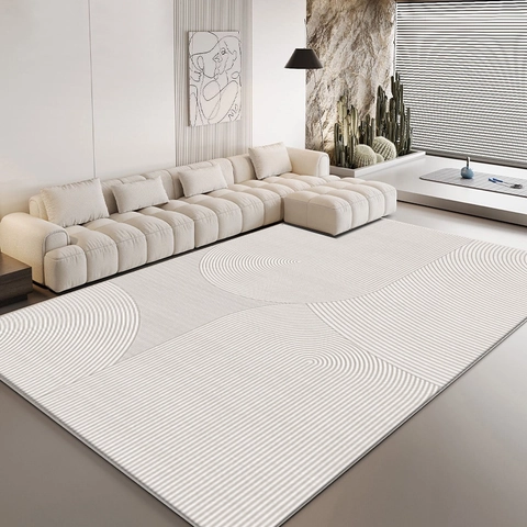 Japanese Minimalist Polyester Rug Geometric Line Printed Soft Carpet Non-Slip Large Area Rug For Living Room Bedroom Decor