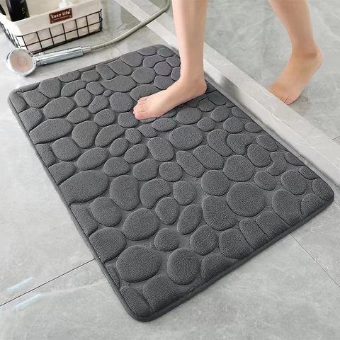 Geprägte Kieselstein Korallenfleece Badezimmermatte Absorbierend Rutschfest Bodenmatte Für Dusche Eingang Küche