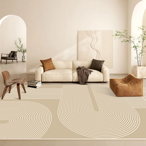 Japanischer Minimalistischer Polyester Teppich Modern Geometrische Linien Gestreift Rutschfest Wohnzimmer Schlafzimmer Große Bodenmatte