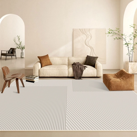 Japanischer Minimalistischer Polyester Teppich Modern Geometrische Linien Gestreift Rutschfest Wohnzimmer Schlafzimmer Große Bodenmatte