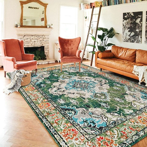 Tappeto Persiano Vintage Nordico Stile Bohemien Antiscivolo Lavabile in Poliestere Velluto di Cristallo per Arredo Soggiorno Camera