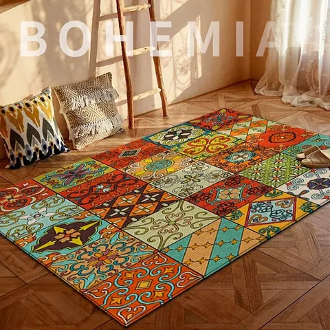 Bohemian Mandala Bedrukt Polyester Tapijt Vintage Etnisch Karpet Voor Woonkamer Slaapkamer Antislip Home Decor Vloerkleed