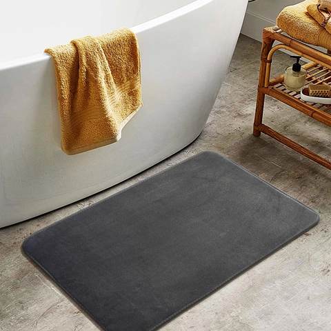 Soft Memory Foam Bath Mat Coral Velvet Absorbent Non-Slip Washable Rug For Bathroom Entryway Bedroom Kitchen Solid Color Floor Mat