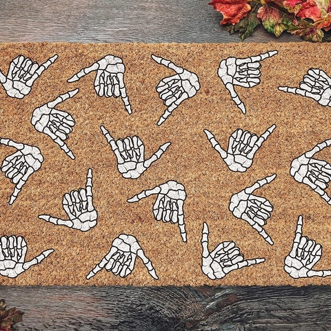 Felpudo Decorativo de Halloween Alfombra de Entrada Antideslizante Para Dormitorio Patrón Bruja Murciélago Calabaza Casa