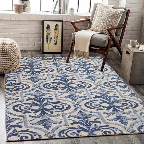 Nordic Abstract Pattern Area Rug Polyester Faux Cashmere Large Printed Carpet Non-Slip Floor Mat For Living Room Bedroom Decor