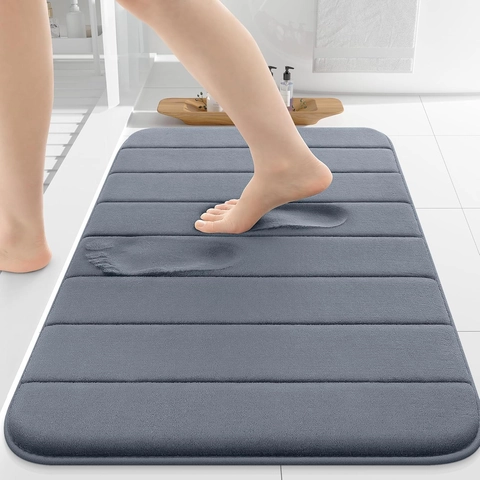 Tappetino Bagno Moderno a Righe in Pile Corallo Assorbente Antiscivolo Morbido Poliestere per Bagno Ingresso Casa
