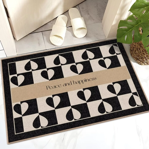 Zerbino d'Ingresso in Poliestere Lusso Francese Antiscivolo Motivo Geometrico Stampato Facile Pulizia Tappeto Decorativo per Interni Camera da Letto
