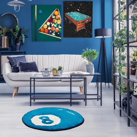 Modern Round Billiard Ball Rug Soft Faux Cashmere Crystal Velvet Floor Mat For Living Room Bedroom Non-Slip Decorative 8-Ball 9-Ball Rug