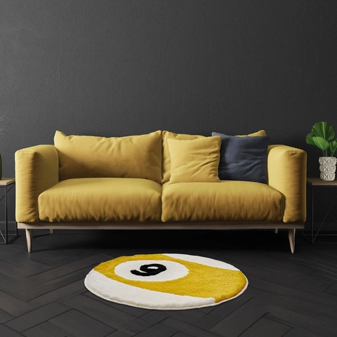 Modern Round Billiard Ball Rug Soft Faux Cashmere Crystal Velvet Floor Mat For Living Room Bedroom Non-Slip Decorative 8-Ball 9-Ball Rug