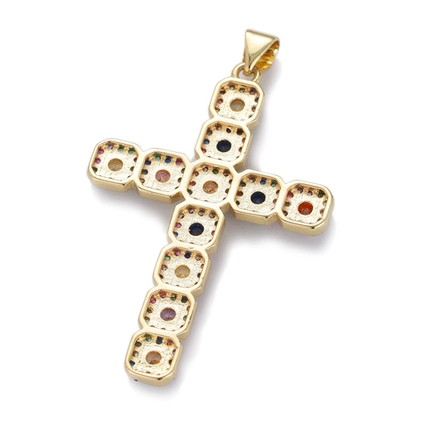 Fashion Copper Gold Plated Cross Pendant For Women Men Religious Rhinestone Inlaid Sword Tiered Crucifix Necklace Jewelry Gift