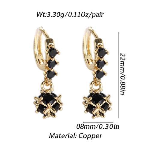 Vintage 18K Gold Plated Copper Hoop Earrings For Women Luxury Zirconia Ball Drop Earrings Elegant Dangle Fashion Jewelry