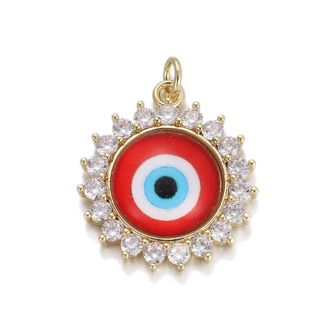 Fashion Copper Evil Eye Pendant Necklace For Women Gold Plated Zirconia Enamel Round Sunflower Charms DIY Jewelry Pendants