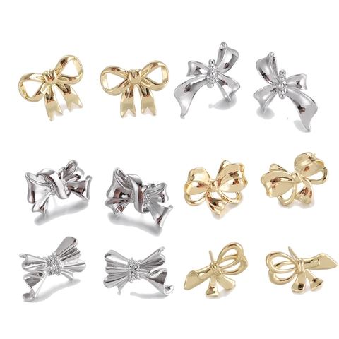 Elegante Damen Schleife Ohrstecker Hochwertiges Kupfer Mit 18K Gold Silber Plattierung Band Knoten Mode Accessoire Schmuck