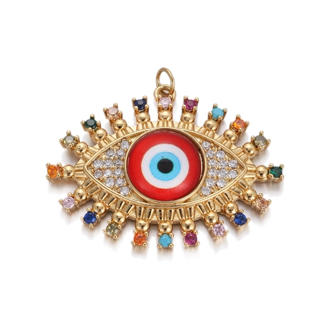 Fashion Copper Evil Eye Pendant For Women Colorful Rhinestone Enamel Charm DIY Jewelry Making Accessory Pendant Only