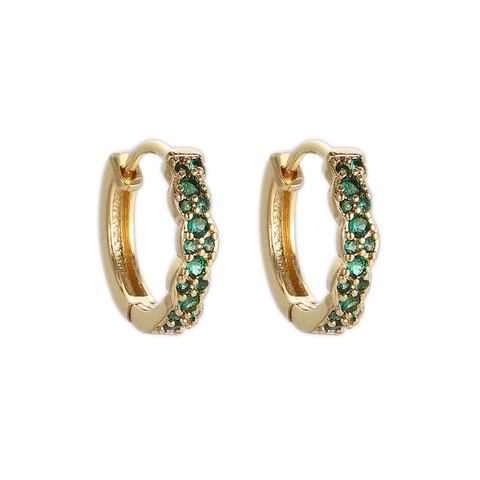 Fashion Gold Plated Copper Zirconia Hoop Earrings For Women Lightweight Geometric Circular Huggie Ear Buckle Daily Jewelry Gift