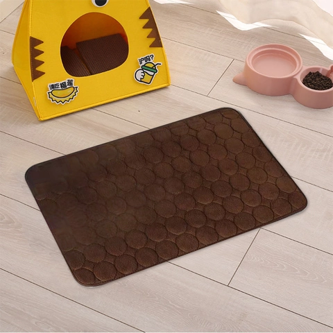 Soft Polyester Pet Mat For Dogs And Cats Absorbent Warm Embossed Pattern Washable Puppy Kitten Bed Cushion For Home Use