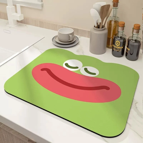Cartoon Diatom Mud Kitchen Drying Mat Absorbent Anti-Slip Dish Drainer Pad Heat Insulated Table Place Mat For Home Coffee Bar