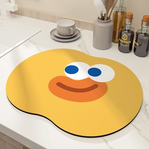 Cartoon Diatom Mud Kitchen Drying Mat Absorbent Anti-Slip Dish Drainer Pad Heat Insulated Table Place Mat For Home Coffee Bar