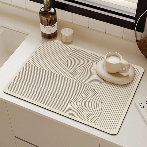 Tappetino Scolapiatti in Terra di Diatomee Assorbente Moderna Geometria Asciugatura Rapida Antiscivolo per Macchina Caffè