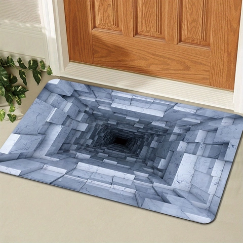 Zerbino in Velluto di Cristallo Fango di Diatomee Illusione Ottica 3D Tappeto Antiscivolo Trappola Geometrica Ingresso Casa