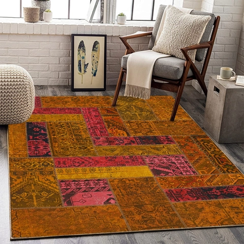 Ευρωπαϊκό Vintage Patchwork Χαλί Bohemian Στυλ Αντιολισθητικό Πλενόμενο Περσικό Σχέδιο Χαλί Faux Cashmere για Καθιστικό