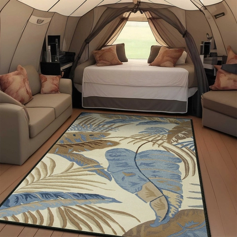 Tapis Bohème Vintage en Velours de Cristal avec Impression de Plantes Tropicales Antidérapant Grand Tapis de Sol Décoratif pour Salon Chambre