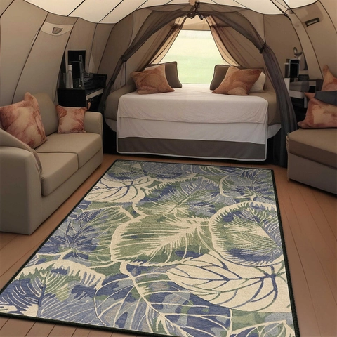 Alfombra Vintage Bohemio Terciopelo de Cristal Impresión de Plantas Tropicales Alfombra Antideslizante Grande para Sala de Estar Dormitorio Decoración