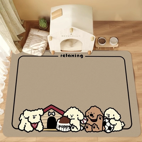 Tapis de Nourriture pour Animaux Chien de Dessin Animé Terre de Diatomée Absorbant Antidérapant Set de Table Chaton Lavable