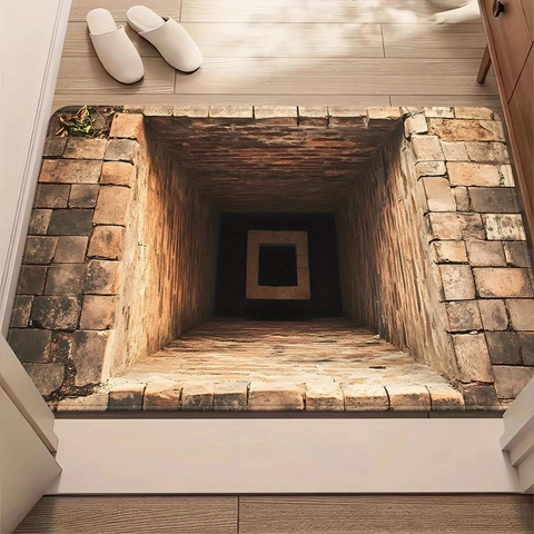 3D Visuele Illusie Diatomeeënaarde Badmat Absorberend Antislip Ingang Vloermat Stenen Baksteen Patroon Creatieve Woondecoratie Tapijt