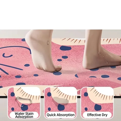 Cartoon Animal Shaped Diatom Mud Bath Mat Quick Dry Absorbent Non Slip Floor Rug For Bathroom Doorway Home Decor