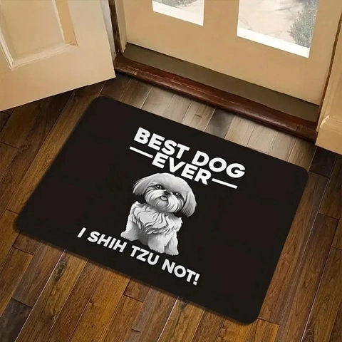 Paillasson en Boue de Diatomées Chien Mignon Antidérapant Absorbant Tapis de Sol Entrée Créatif Amusant Shih Tzu Motif Animal Cuisine Salle de Bain