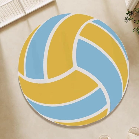 Round Diatom Mud Bathroom Mat Absorbent Quick Dry Floor Mat Sports Basketball Football Volleyball Baseball Patterns Non-Slip Home Entry Rug