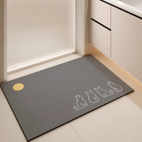 Moderno Tappetino Bagno in Fango di Diatomee Assorbente Antiscivolo per Bagno Cucina Ingresso Tappeto con Stampa Cartoon
