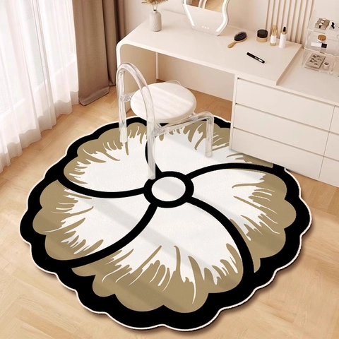 Modern Irregular Camellia Rose Diatom Mud Floor Mat Anti-Slip Absorbent Floral Decorative Rug For Bedroom Vanity