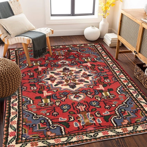 Bohemian Persian Style Area Rug Non-Slip Vintage Printed Polyester Carpet For Living Room Bedroom Bedside Home Decor