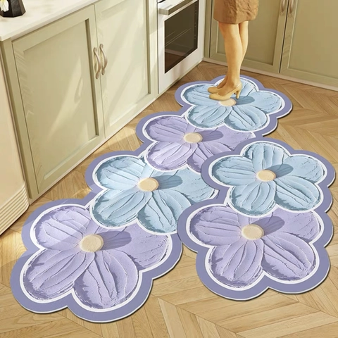 Moderne Florale Küchenbodenmatte Rutschfest Kieselgur Gänseblümchen Druck Teppich Langer Streifen Türmatte Für Home Küche Dekor