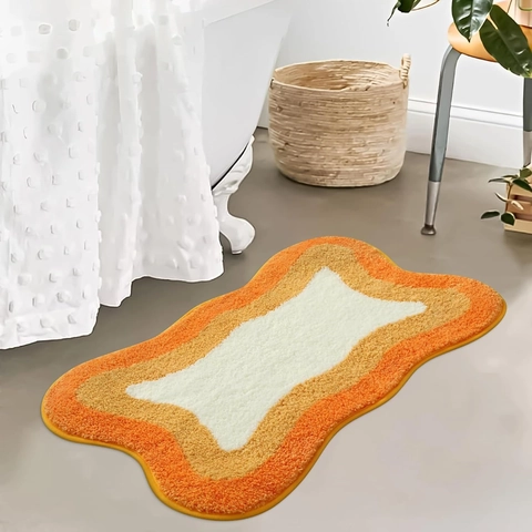 Modern Minimalistisch Imitatie Kasjmier Golfvorm Antislip Badmat Absorberend Slaapkamer Woonkamer Vloerkleed Decoratieve Vloermat