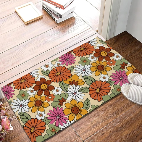Super Absorbierende Kieselgur Fußmatte Rutschfeste Eingangsmatte Blumen Kürbis Muster Für Badezimmer Küche Wohnkultur