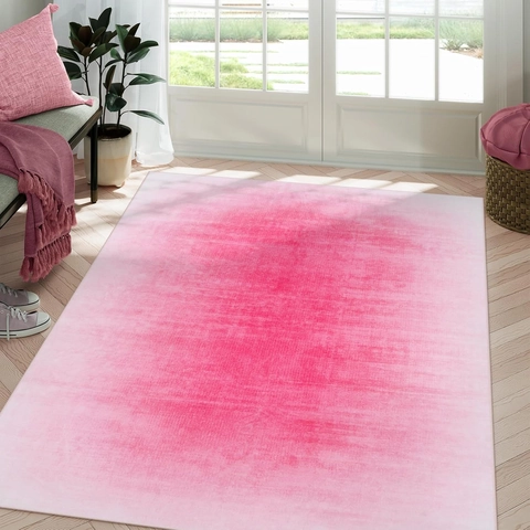Alfombra Moderna Abstracta de Terciopelo de Cristal Rosa Degradado Antideslizante Alfombrilla Suave Para Sala de Estar Dormitorio